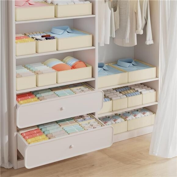 Drawer Organizer Set 15 Pack Foldable Closet Dresser Storage Bins for Clothes So - Picture 2 of 7